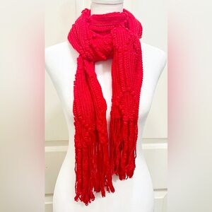 Red 100% Acrylic Fringed scarf